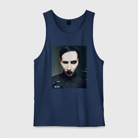 Мужская майка хлопок с принтом Marilyn Manson фотопортрет в Санкт-Петербурге, 100% хлопок |  | 