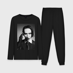 Мужская пижама с лонгсливом хлопок с принтом Marilyn Manson looks at you в Новосибирске,  |  | 