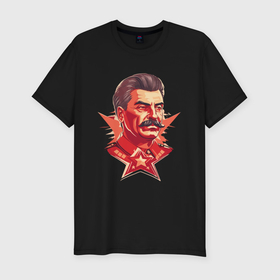 Мужская футболка хлопок Slim с принтом граффити Сталин в Кировске, 92% хлопок, 8% лайкра | приталенный силуэт, круглый вырез ворота, длина до линии бедра, короткий рукав | 