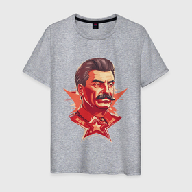 Мужская футболка хлопок с принтом граффити Сталин в Кировске, 100% хлопок | прямой крой, круглый вырез горловины, длина до линии бедер, слегка спущенное плечо. | 