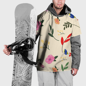 Накидка на куртку 3D с принтом Цветы и веточки паттерн в Кировске, 100% полиэстер |  | 