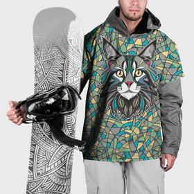 Накидка на куртку 3D с принтом Мейн кун в абстрактном стиле. , 100% полиэстер |  | Тематика изображения на принте: 