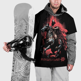 Накидка на куртку 3D с принтом Русский богатырь на вороном коне в Белгороде, 100% полиэстер |  | Тематика изображения на принте: 