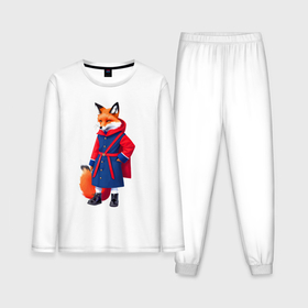Мужская пижама с лонгсливом хлопок с принтом Модная лисичка   нейросеть в Кировске,  |  | 