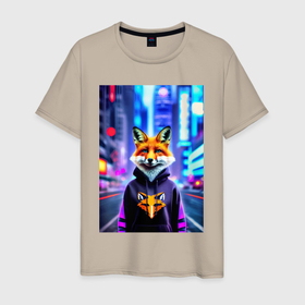 Мужская футболка хлопок с принтом Fox in New York   urban style в Новосибирске, 100% хлопок | прямой крой, круглый вырез горловины, длина до линии бедер, слегка спущенное плечо. | 