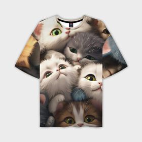 Мужская футболка oversize 3D с принтом Маленькие котята в Белгороде,  |  | 
