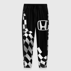 Мужские брюки 3D с принтом Honda racing flag в Тюмени, 100% полиэстер | манжеты по низу, эластичный пояс регулируется шнурком, по бокам два кармана без застежек, внутренняя часть кармана из мелкой сетки | 