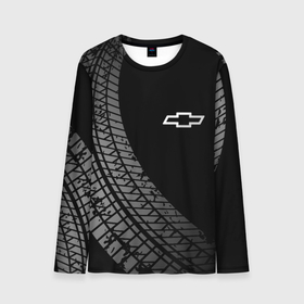 Мужской лонгслив 3D с принтом Chevrolet tire tracks в Тюмени, 100% полиэстер | длинные рукава, круглый вырез горловины, полуприлегающий силуэт | Тематика изображения на принте: 