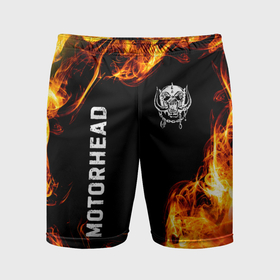 Мужские шорты спортивные с принтом Motorhead и пылающий огонь в Санкт-Петербурге,  |  | 
