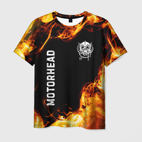Мужская футболка 3D с принтом Motorhead и пылающий огонь в Екатеринбурге, 100% полиэфир | прямой крой, круглый вырез горловины, длина до линии бедер | Тематика изображения на принте: 