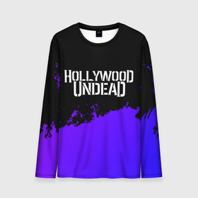 Мужской лонгслив 3D с принтом Hollywood Undead purple grunge в Курске, 100% полиэстер | длинные рукава, круглый вырез горловины, полуприлегающий силуэт | 