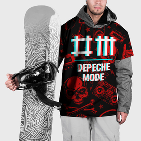 Накидка на куртку 3D с принтом Depeche Mode rock glitch в Кировске, 100% полиэстер |  | 