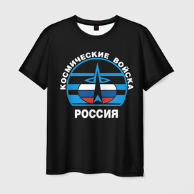 Мужская футболка 3D с принтом Космические войска России в Курске, 100% полиэфир | прямой крой, круглый вырез горловины, длина до линии бедер | 