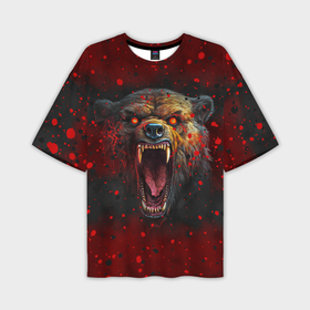 Мужская футболка oversize 3D с принтом Злой медведь в Белгороде,  |  | Тематика изображения на принте: 