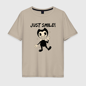 Мужская футболка хлопок Oversize с принтом Бенди   просто улыбайся в Тюмени, 100% хлопок | свободный крой, круглый ворот, “спинка” длиннее передней части | 