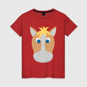 Женская футболка хлопок с принтом Мордашка лошадки в Курске, 100% хлопок | прямой крой, круглый вырез горловины, длина до линии бедер, слегка спущенное плечо | 