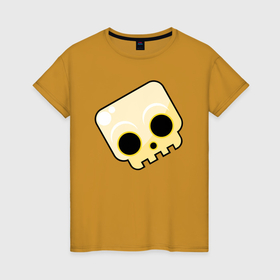 Женская футболка хлопок с принтом Весёлая черепушка в Белгороде, 100% хлопок | прямой крой, круглый вырез горловины, длина до линии бедер, слегка спущенное плечо | 