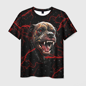 Мужская футболка 3D с принтом Злая собака в Кировске, 100% полиэфир | прямой крой, круглый вырез горловины, длина до линии бедер | 