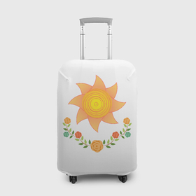 Чехол для чемодана 3D с принтом Солнце и цветы , 86% полиэфир, 14% спандекс | двустороннее нанесение принта, прорези для ручек и колес | Тематика изображения на принте: 