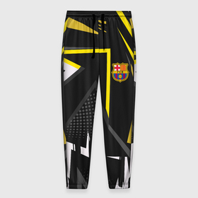 Мужские брюки 3D с принтом ФК Барселона эмблема в Петрозаводске, 100% полиэстер | манжеты по низу, эластичный пояс регулируется шнурком, по бокам два кармана без застежек, внутренняя часть кармана из мелкой сетки | 