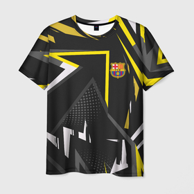 Мужская футболка 3D с принтом ФК Барселона эмблема в Белгороде, 100% полиэфир | прямой крой, круглый вырез горловины, длина до линии бедер | 