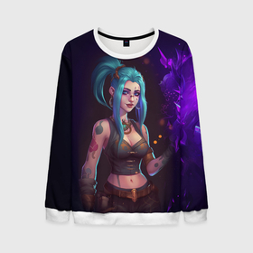 Мужской свитшот 3D с принтом Jinx   arcane League  of  Legends в Екатеринбурге, 100% полиэстер с мягким внутренним слоем | круглый вырез горловины, мягкая резинка на манжетах и поясе, свободная посадка по фигуре | 