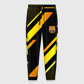 Мужские брюки 3D с принтом ФК Барселона эмблема в Белгороде, 100% полиэстер | манжеты по низу, эластичный пояс регулируется шнурком, по бокам два кармана без застежек, внутренняя часть кармана из мелкой сетки | 
