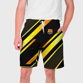 Мужские шорты 3D с принтом ФК Барселона эмблема в Белгороде,  полиэстер 100% | прямой крой, два кармана без застежек по бокам. Мягкая трикотажная резинка на поясе, внутри которой широкие завязки. Длина чуть выше колен | 