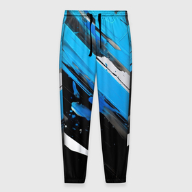 Мужские брюки 3D с принтом black blue white , 100% полиэстер | манжеты по низу, эластичный пояс регулируется шнурком, по бокам два кармана без застежек, внутренняя часть кармана из мелкой сетки | 