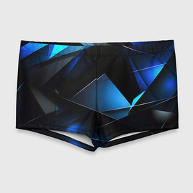Мужские купальные плавки 3D с принтом blue black texture в Екатеринбурге, Полиэстер 85%, Спандекс 15% |  | 