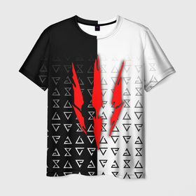 Мужская футболка 3D с принтом Знак ведьмака   the witcher в Екатеринбурге, 100% полиэфир | прямой крой, круглый вырез горловины, длина до линии бедер | 