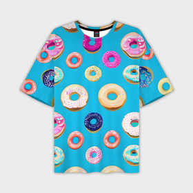 Мужская футболка oversize 3D с принтом Пончики с глазурью и посыпкой ,  |  | Тематика изображения на принте: 