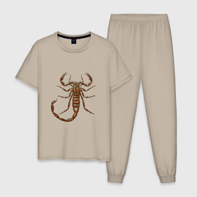 Мужская пижама хлопок с принтом Скорпион новый вариант в Кировске, 100% хлопок | брюки и футболка прямого кроя, без карманов, на брюках мягкая резинка на поясе и по низу штанин
 | 