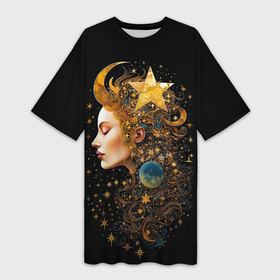 Платье-футболка 3D с принтом Богиня ночи   нейросеть в Санкт-Петербурге,  |  | 