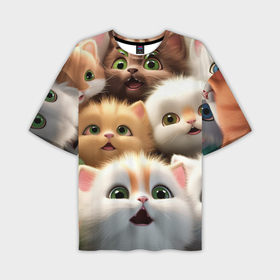 Мужская футболка oversize 3D с принтом много пушистых котят в Петрозаводске,  |  | Тематика изображения на принте: 