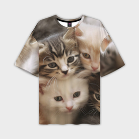 Мужская футболка oversize 3D с принтом милые пушистые котята ,  |  | 