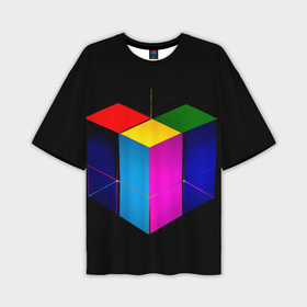 Мужская футболка oversize 3D с принтом Многосторонний цветной куб в Тюмени,  |  | Тематика изображения на принте: 