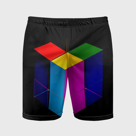 Мужские шорты спортивные с принтом Многосторонний цветной куб ,  |  | Тематика изображения на принте: 