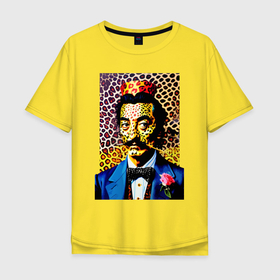 Мужская футболка хлопок Oversize с принтом Леопард Сальвадор Дали   нейросеть в Екатеринбурге, 100% хлопок | свободный крой, круглый ворот, “спинка” длиннее передней части | 