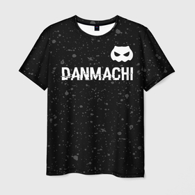Мужская футболка 3D с принтом DanMachi glitch на темном фоне: символ сверху в Рязани, 100% полиэфир | прямой крой, круглый вырез горловины, длина до линии бедер | 