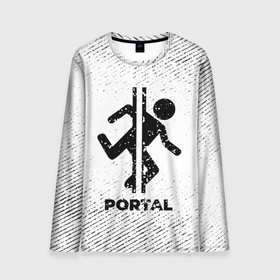 Мужской лонгслив 3D с принтом Portal с потертостями на светлом фоне в городе Новоалтайск, 100% полиэстер | длинные рукава, круглый вырез горловины, полуприлегающий силуэт | 