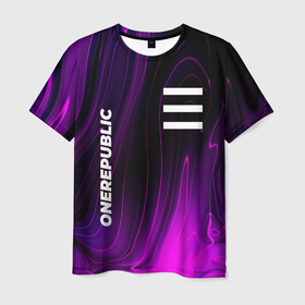 Мужская футболка 3D с принтом OneRepublic violet plasma , 100% полиэфир | прямой крой, круглый вырез горловины, длина до линии бедер | 