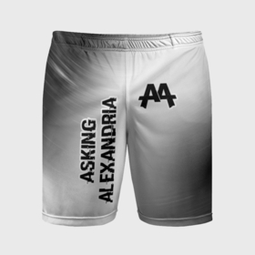 Мужские шорты спортивные с принтом Asking Alexandria glitch на светлом фоне: надпись, символ в Белгороде,  |  | 