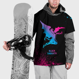 Накидка на куртку 3D с принтом Black Sabbath   neon gradient в Тюмени, 100% полиэстер |  | Тематика изображения на принте: 