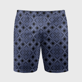 Мужские шорты спортивные с принтом Геометрический узор в черно синих тонах ,  |  | 