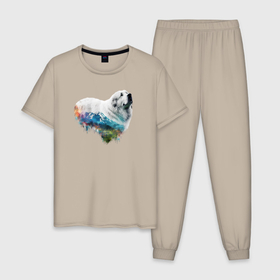 Мужская пижама хлопок с принтом Навсегда в сердце: пиренейская горная собака , 100% хлопок | брюки и футболка прямого кроя, без карманов, на брюках мягкая резинка на поясе и по низу штанин
 | 