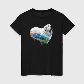 Женская футболка хлопок с принтом Навсегда в сердце: пиренейская горная собака , 100% хлопок | прямой крой, круглый вырез горловины, длина до линии бедер, слегка спущенное плечо | Тематика изображения на принте: 