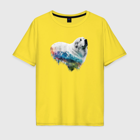 Мужская футболка хлопок Oversize с принтом Навсегда в сердце: пиренейская горная собака , 100% хлопок | свободный крой, круглый ворот, “спинка” длиннее передней части | Тематика изображения на принте: 