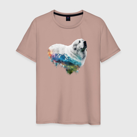 Мужская футболка хлопок с принтом Навсегда в сердце: пиренейская горная собака , 100% хлопок | прямой крой, круглый вырез горловины, длина до линии бедер, слегка спущенное плечо. | Тематика изображения на принте: 