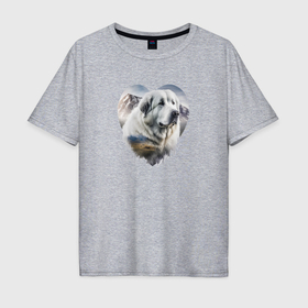 Мужская футболка хлопок Oversize с принтом Навсегда в сердце: пиренейская горная , 100% хлопок | свободный крой, круглый ворот, “спинка” длиннее передней части | 